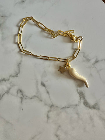 Bracciale Cornino bianco e stellina