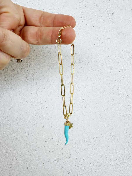 BRACCIALE-CORNO-TURCHESE