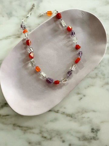 Girocollo CORNIOLA e AMETISTA