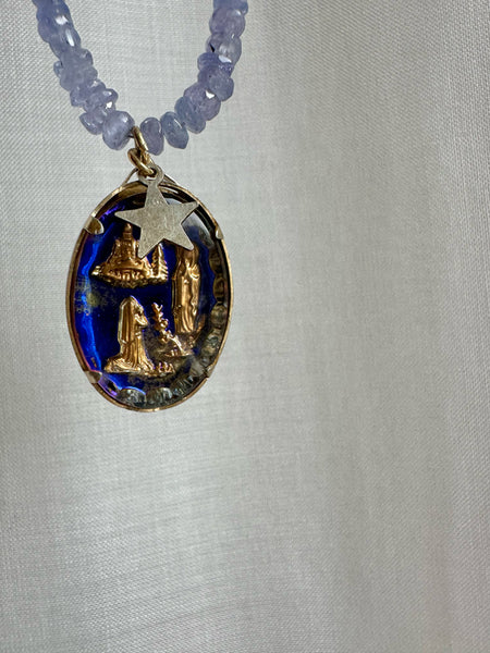 Girocollo di IOLITE e ciondolo VINTAGE